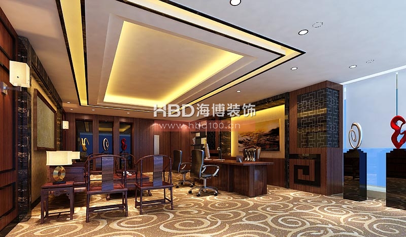 广东隆鑫投资公司珠江新城写字楼装修 董事长室设计