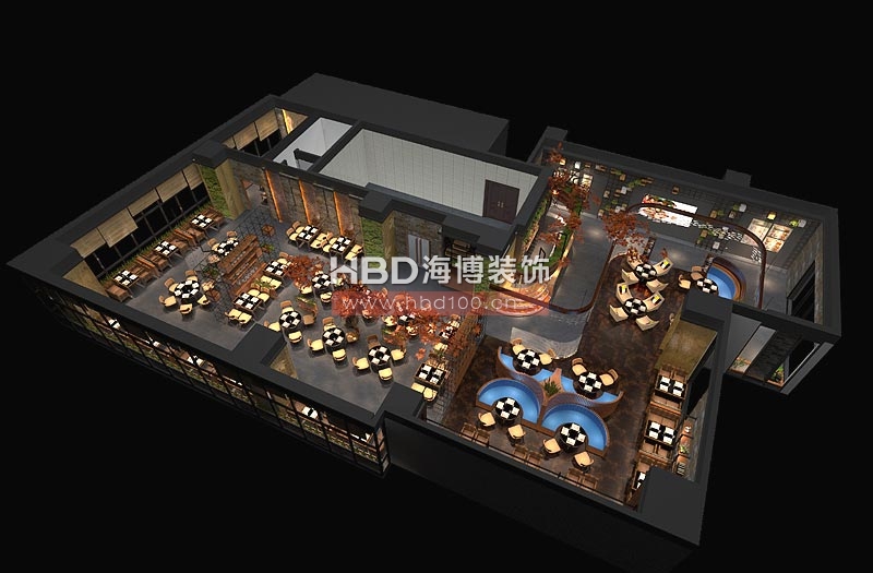 水枫林主题餐厅设计 鸟瞰图设计