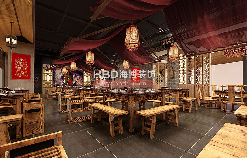 火锅餐厅装修设计,餐厅设计,中式风格餐厅,广州装修设计公司.jpg